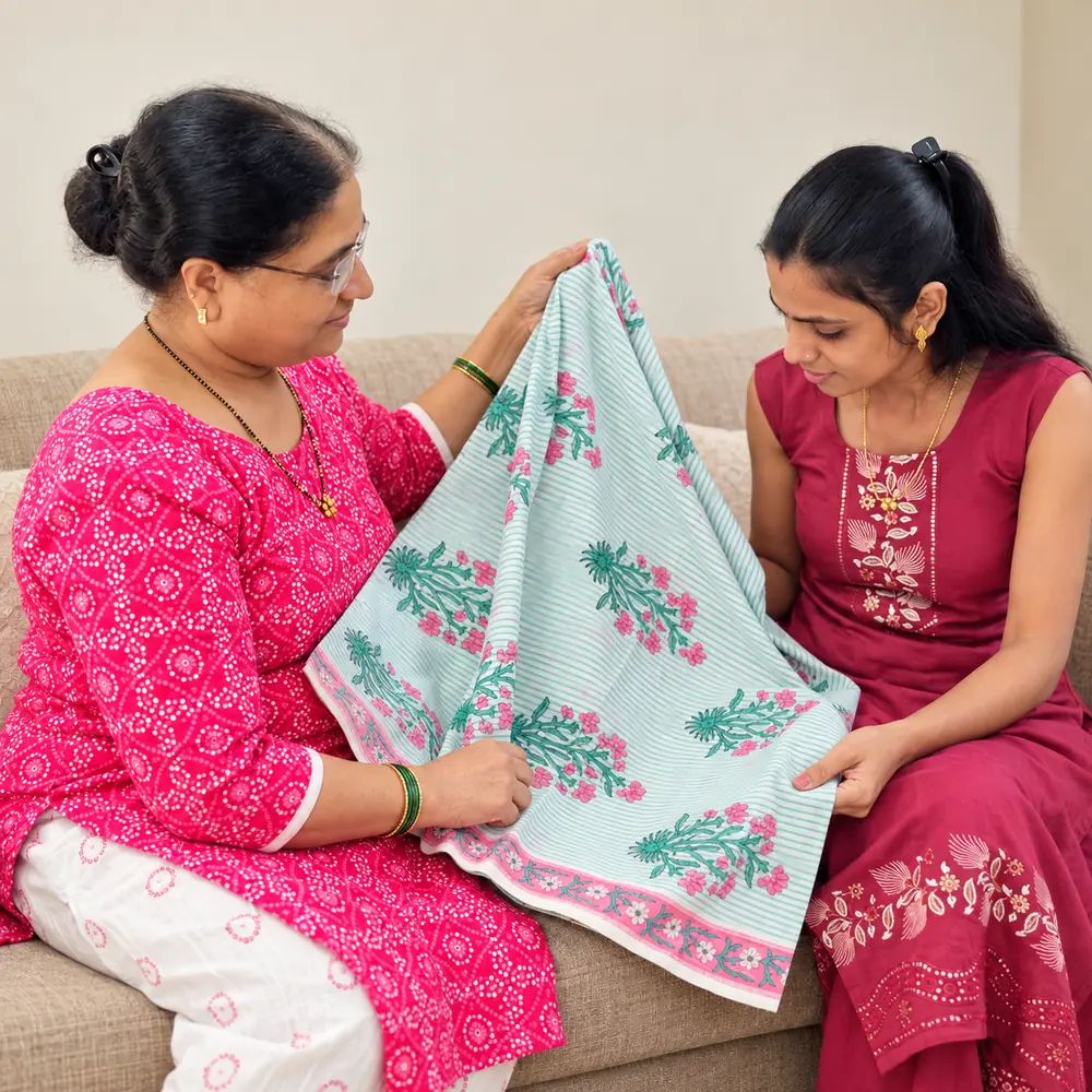SACH Couture tailor helping a client select fabric during a personalised design consultation.